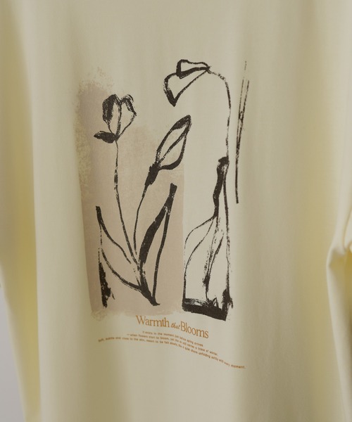 hellam（へラム）の「【hellam×pinmyself】フラワーアートTシャツ（Tシャツ/カットソー・レディース・チャコール/オートミール/イエロー/ホワイト/ブラウン/ブルー・FREE）」の12枚目の写真