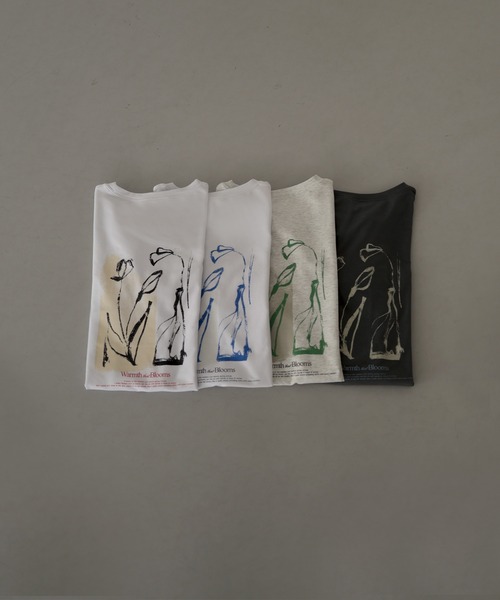 hellam（へラム）の「【hellam×pinmyself】フラワーアートTシャツ（Tシャツ/カットソー・レディース・チャコール/オートミール/イエロー/ホワイト/ブラウン/ブルー・FREE）」の13枚目の写真