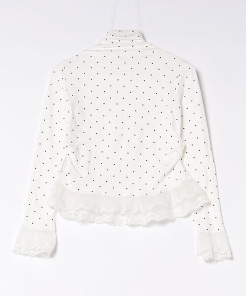 Ritzy(リッツィー)の「ドット柄 リボン&裾レース ハイネック長袖トップス(Tシャツ/カットソー・レディース・ホワイト/ブラック・FREE)」の7枚目の写真