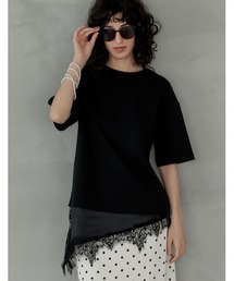 [2026 SUMMER COLLECTION]裾サテンレースレイヤード風Tシャツ