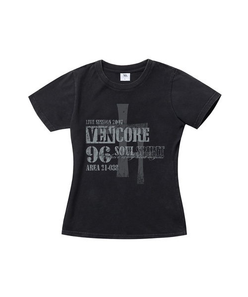 VENHIT(ベンヒット)の「ven core ウォッシュドスリムフィット半袖Tシャツ(Tシャツ/カットソー・レディース・グレー/ブラック・SMALL/MEDIUM/LARGE)」の2枚目の写真