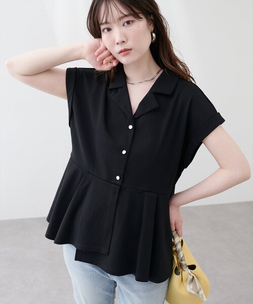 natural couture(ナチュラルクチュール)の「イレヘムカットソートップス(Tシャツ/カットソー・レディース・ネイビー/オフホワイト/ブラック/ピンクベージュ・FREE)」の7枚目の写真