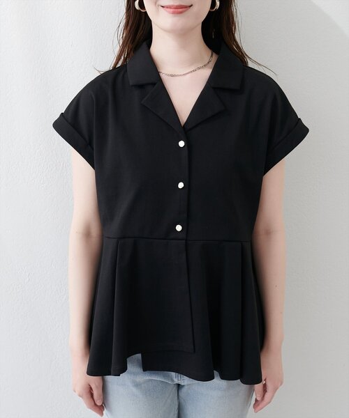 natural couture(ナチュラルクチュール)の「イレヘムカットソートップス(Tシャツ/カットソー・レディース・ネイビー/オフホワイト/ブラック/ピンクベージュ・FREE)」の9枚目の写真