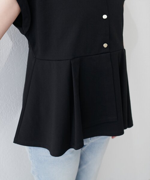 natural couture(ナチュラルクチュール)の「イレヘムカットソートップス(Tシャツ/カットソー・レディース・ネイビー/オフホワイト/ブラック/ピンクベージュ・FREE)」の14枚目の写真