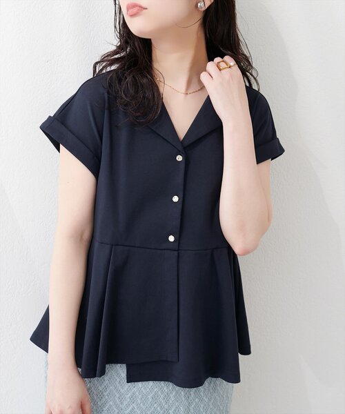 natural couture(ナチュラルクチュール)の「イレヘムカットソートップス(Tシャツ/カットソー・レディース・ネイビー/オフホワイト/ブラック/ピンクベージュ・FREE)」の15枚目の写真