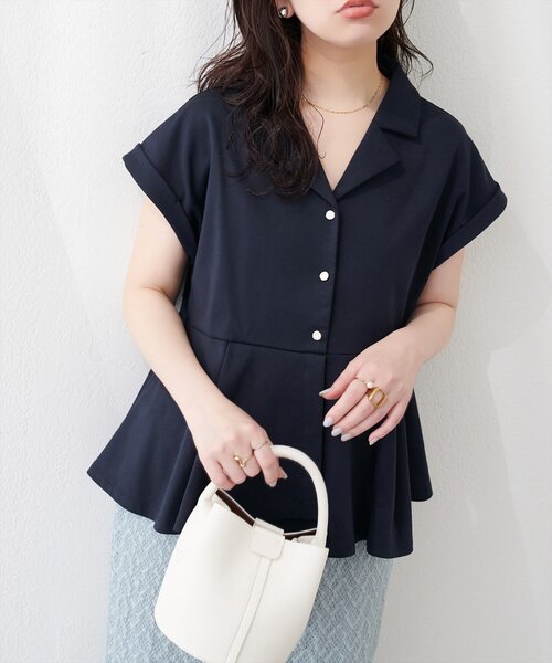 natural couture(ナチュラルクチュール)の「イレヘムカットソートップス(Tシャツ/カットソー・レディース・ネイビー/オフホワイト/ブラック/ピンクベージュ・FREE)」の16枚目の写真
