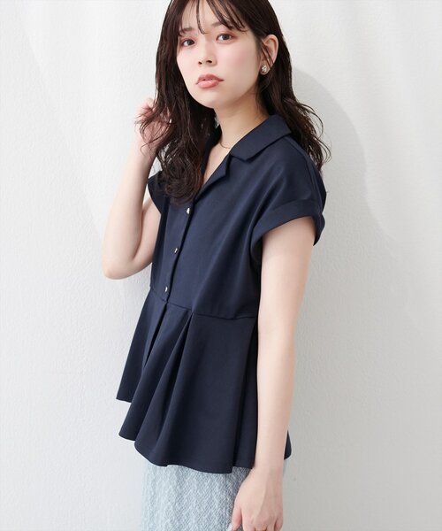 natural couture(ナチュラルクチュール)の「イレヘムカットソートップス(Tシャツ/カットソー・レディース・ネイビー/オフホワイト/ブラック/ピンクベージュ・FREE)」の17枚目の写真