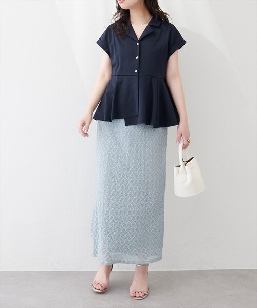 natural couture(ナチュラルクチュール)の「イレヘムカットソートップス(Tシャツ/カットソー・レディース・ネイビー/オフホワイト/ブラック/ピンクベージュ・FREE)」の18枚目の写真