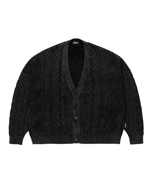 AJOBYAJO（アジョバイアジョ）の「Cable Washed Cardigan [BLACK]（カーディガン/ボレロ・メンズ・その他・FREE）」の2枚目の写真