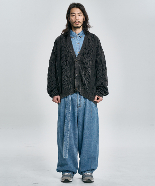 AJOBYAJO（アジョバイアジョ）の「Cable Washed Cardigan [BLACK]（カーディガン/ボレロ・メンズ・その他・FREE）」の5枚目の写真