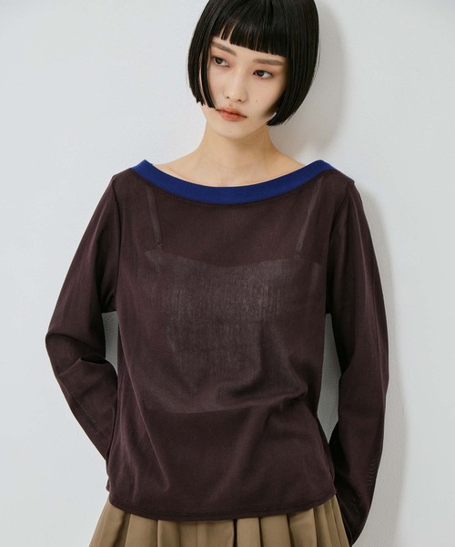 AKANE UTSUNOMIYA（アカネウツノミヤ）の「【AKANE UTSUNOMIYA/アカネウツノミヤ】SAP-FT29-2006【ロングスリーブリンガーTシャツ】（Tシャツ/カットソー・レディース・ブラウン・36）」の6枚目の写真