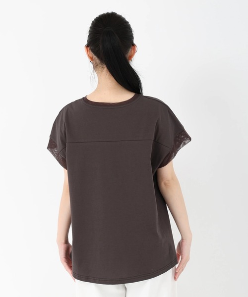STRAWBERRY-FIELDS(ストロベリーフィールズ)の「プレミア天竺_チュールコンビカットソー(Tシャツ/カットソー・レディース・ピンク/モーブ系/オフホワイト・2)」の7枚目の写真