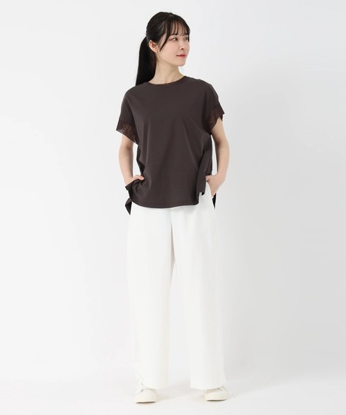 STRAWBERRY-FIELDS(ストロベリーフィールズ)の「プレミア天竺_チュールコンビカットソー(Tシャツ/カットソー・レディース・ピンク/モーブ系/オフホワイト・2)」の13枚目の写真
