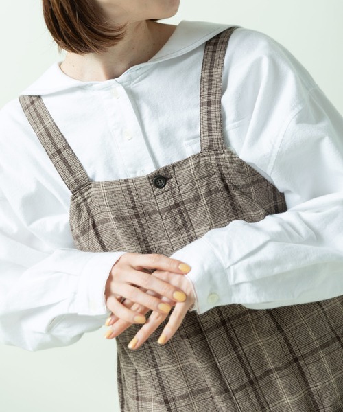 PAR ICI(パーリッシィ)の「コットン/リネン チェック サロペット(その他パンツ・レディース・ダークブラウン系/ブラック系/ブラック系その他・FREE)」の7枚目の写真