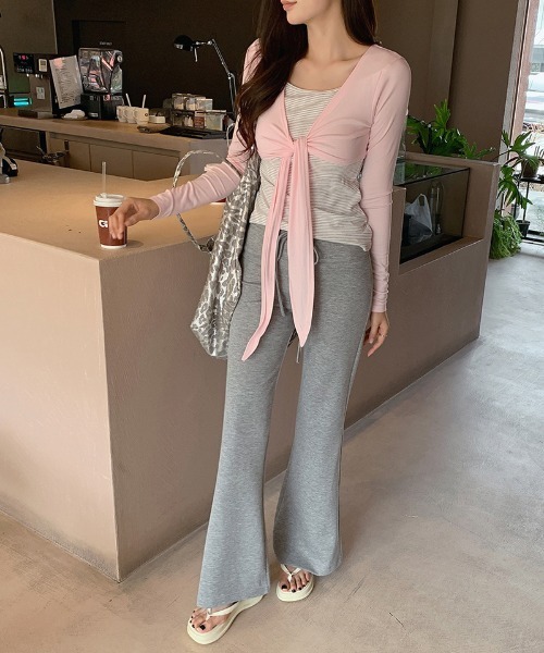 COCOMOMO(ココモモ)の「穿くだけ美脚シルエット ストレッチフレアパンツ ハイウエスト フレアパンツ 美脚 パンツ イージーパンツ ドロスト リラックス(その他パンツ・レディース・ブラック/ライトグレー/ホワイト/ネイビー・S/L/M)」の19枚目の写真