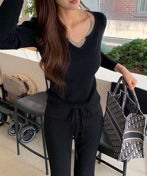 COCOMOMO(ココモモ)の「穿くだけ美脚シルエット ストレッチフレアパンツ ハイウエスト フレアパンツ 美脚 パンツ イージーパンツ ドロスト リラックス(その他パンツ・レディース・ブラック/ライトグレー/ホワイト/ネイビー・S/L/M)」の15枚目の写真