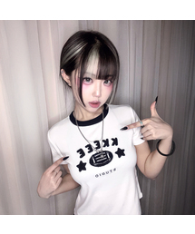 ラグビースターブークル刺繍クロップ半袖Tシャツ