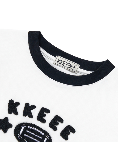 KKEEE(ケーケーイーイー)の「ラグビースターブークル刺繍クロップ半袖Tシャツ(Tシャツ/カットソー・レディース・グレー/ホワイト・FREE)」の5枚目の写真