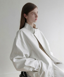 les half leather jacket (Ivory)