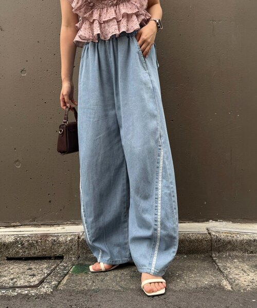 continuer de NICE CLAUP(コンティニューデナイスクラップ)の「バックリボンカーブパンツ(カーゴパンツ・レディース・ブラック/サックスブルー/ピンク/その他・FREE)」の8枚目の写真