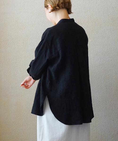 JOURNAL STANDARD LUXE(ジャーナルスタンダード ラックス)の「20リネン スタンドカラーシャツ(シャツ/ブラウス・レディース・ブラック/ホワイト・FREE)」の22枚目の写真