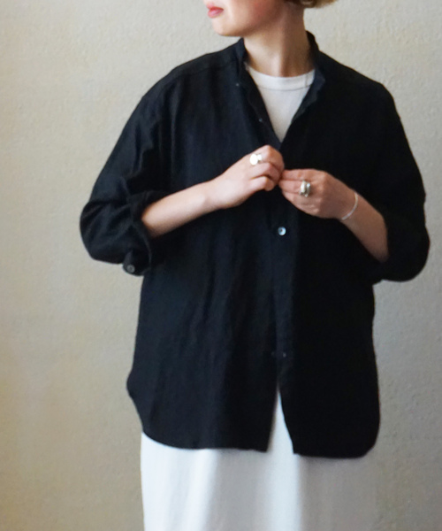 JOURNAL STANDARD LUXE(ジャーナルスタンダード ラックス)の「20リネン スタンドカラーシャツ(シャツ/ブラウス・レディース・ブラック/ホワイト・FREE)」の20枚目の写真