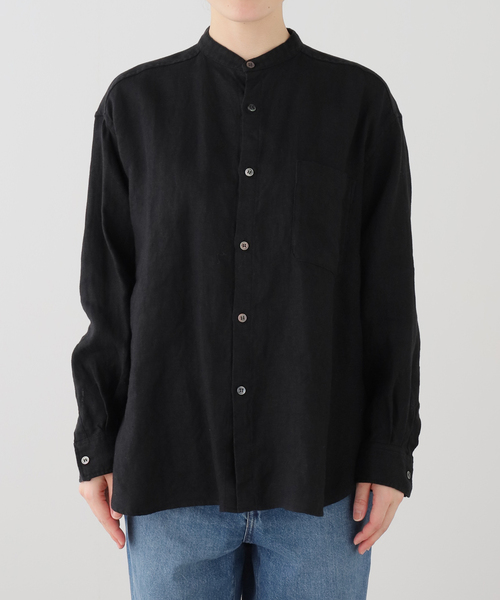 JOURNAL STANDARD LUXE(ジャーナルスタンダード ラックス)の「20リネン スタンドカラーシャツ(シャツ/ブラウス・レディース・ブラック/ホワイト・FREE)」の11枚目の写真
