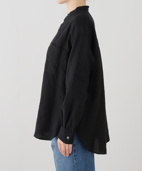 JOURNAL STANDARD LUXE(ジャーナルスタンダード ラックス)の「20リネン スタンドカラーシャツ(シャツ/ブラウス・レディース・ブラック/ホワイト・FREE)」の10枚目の写真