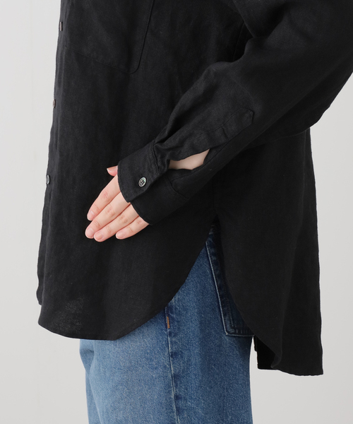 JOURNAL STANDARD LUXE(ジャーナルスタンダード ラックス)の「20リネン スタンドカラーシャツ(シャツ/ブラウス・レディース・ブラック/ホワイト・FREE)」の7枚目の写真