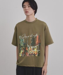 ブラシ刺繍半袖Tシャツ