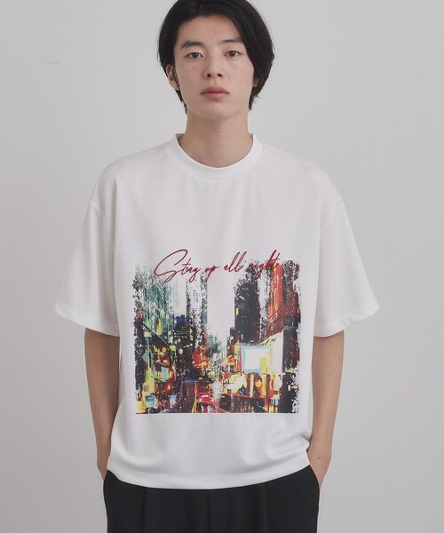 tk.TAKEO KIKUCHI(ティーケータケオキクチ)の「ブラシ刺繍半袖Tシャツ(Tシャツ/カットソー・メンズ・ナチュラル/ブラック/ホワイト・04/02/03)」の1枚目の写真