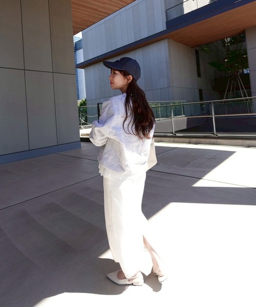 Reurie'(レウリィ)の「レースヘムナロースカート(saki select) / ロング丈 ストレート フレア シンプル きれいめ フェミニン オフィスカジュアル(スカート・レディース・ブラック/アイボリー・FREE)」の14枚目の写真