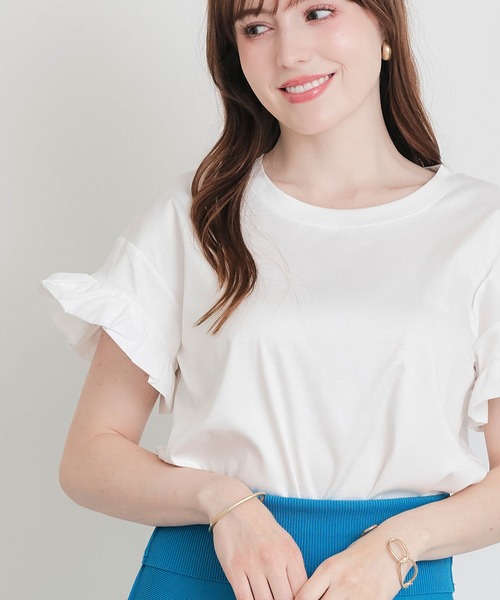 PICCIN PERLA(ピッチンペルラ)の「布帛切り替えスリーブプルオーバー(Tシャツ/カットソー・レディース・ホワイト系その他/ブラック/オフホワイト・M)」の1枚目の写真
