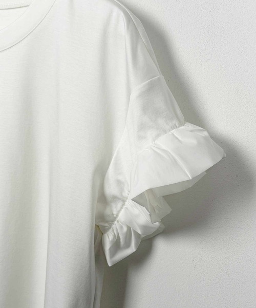 PICCIN PERLA(ピッチンペルラ)の「布帛切り替えスリーブプルオーバー(Tシャツ/カットソー・レディース・ホワイト系その他/ブラック/オフホワイト・M)」の5枚目の写真