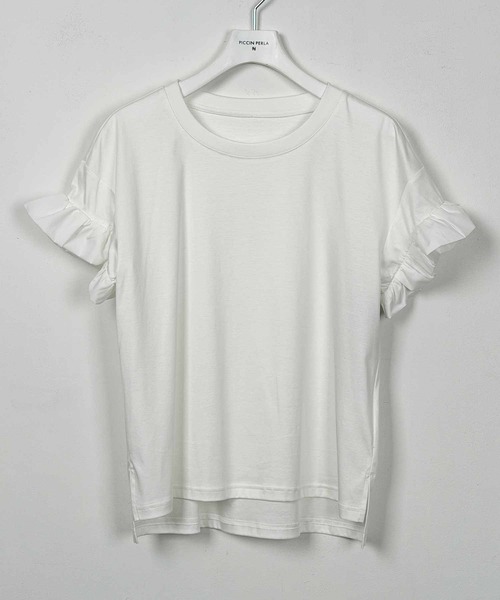 PICCIN PERLA(ピッチンペルラ)の「布帛切り替えスリーブプルオーバー(Tシャツ/カットソー・レディース・ホワイト系その他/ブラック/オフホワイト・M)」の4枚目の写真