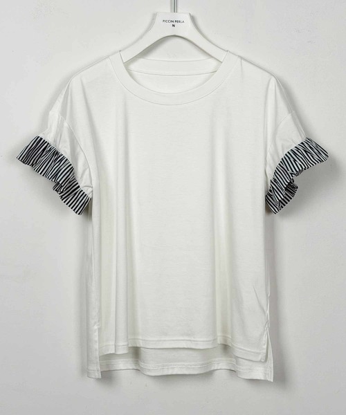 PICCIN PERLA(ピッチンペルラ)の「布帛切り替えスリーブプルオーバー(Tシャツ/カットソー・レディース・ホワイト系その他/ブラック/オフホワイト・M)」の13枚目の写真