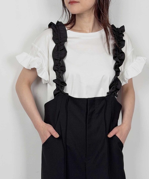 PICCIN PERLA(ピッチンペルラ)の「布帛切り替えスリーブプルオーバー(Tシャツ/カットソー・レディース・ホワイト系その他/ブラック/オフホワイト・M)」の9枚目の写真