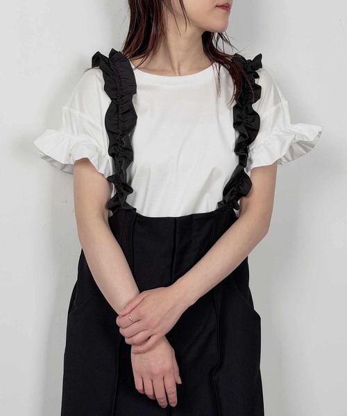 PICCIN PERLA(ピッチンペルラ)の「布帛切り替えスリーブプルオーバー(Tシャツ/カットソー・レディース・ホワイト系その他/ブラック/オフホワイト・M)」の11枚目の写真