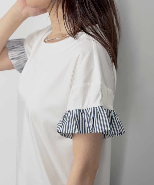 PICCIN PERLA(ピッチンペルラ)の「布帛切り替えスリーブプルオーバー(Tシャツ/カットソー・レディース・ホワイト系その他/ブラック/オフホワイト・M)」の16枚目の写真