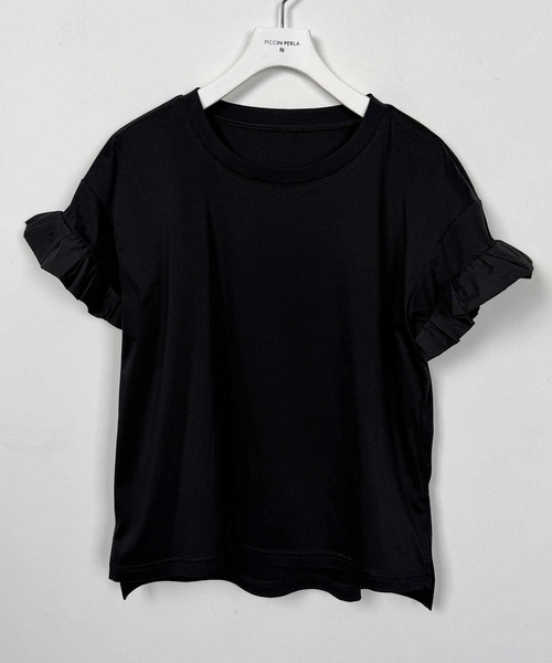 PICCIN PERLA(ピッチンペルラ)の「布帛切り替えスリーブプルオーバー(Tシャツ/カットソー・レディース・ホワイト系その他/ブラック/オフホワイト・M)」の6枚目の写真