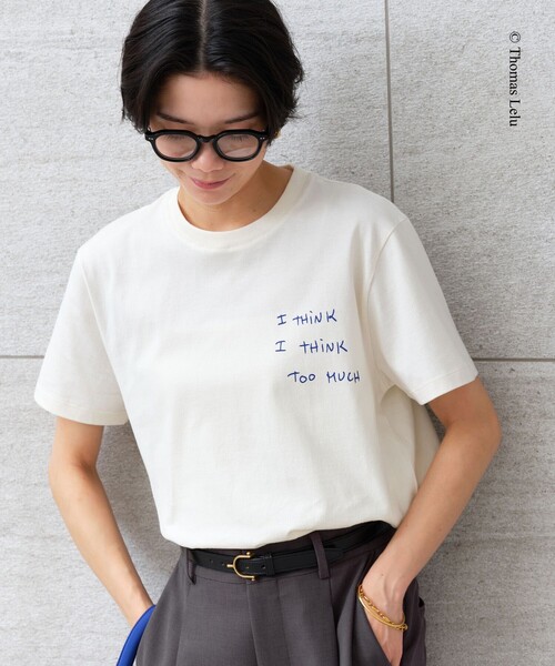 green label relaxing(グリーンレーベルリラクシング)の「【別注】<Thomas Lelu>サインアート 半袖 Tシャツ カットソー(Tシャツ/カットソー・レディース・ロイヤルブルー/ブラック/ブラウン/オフホワイト・FREE)」の5枚目の写真