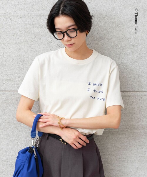 green label relaxing(グリーンレーベルリラクシング)の「【別注】<Thomas Lelu>サインアート 半袖 Tシャツ カットソー(Tシャツ/カットソー・レディース・ロイヤルブルー/ブラック/ブラウン/オフホワイト・FREE)」の6枚目の写真