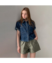 Stitch Short Sleeve Denim Shirt (2colors)