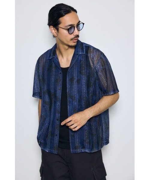 AZUL by moussy(アズールバイマウジー)の「タイダイ柄メッシュシャツ(シャツ/ブラウス・メンズ・ブルー系その他3/ブラック系その他/ホワイト系その他・LARGE/MEDIUM)」の8枚目の写真