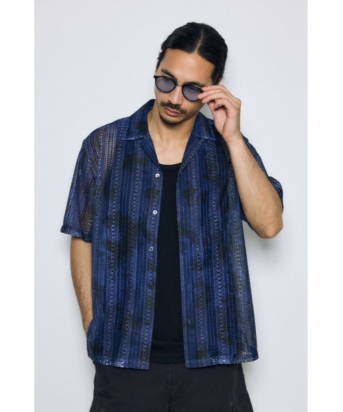 AZUL by moussy(アズールバイマウジー)の「タイダイ柄メッシュシャツ(シャツ/ブラウス・メンズ・ブルー系その他3/ブラック系その他/ホワイト系その他・LARGE/MEDIUM)」の9枚目の写真