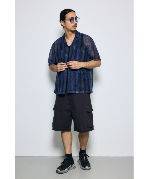 AZUL by moussy(アズールバイマウジー)の「タイダイ柄メッシュシャツ(シャツ/ブラウス・メンズ・ブルー系その他3/ブラック系その他/ホワイト系その他・LARGE/MEDIUM)」の10枚目の写真