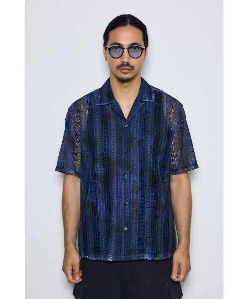 AZUL by moussy(アズールバイマウジー)の「タイダイ柄メッシュシャツ(シャツ/ブラウス・メンズ・ブルー系その他3/ブラック系その他/ホワイト系その他・LARGE/MEDIUM)」の4枚目の写真