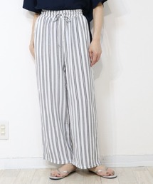さら軽ストライプワイドパンツ