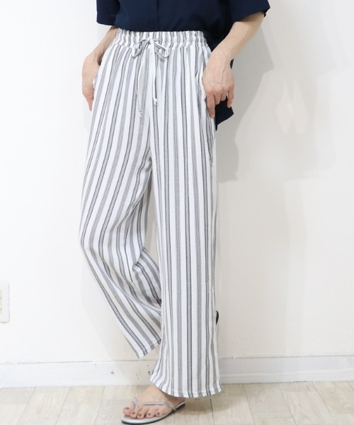DISKEEN SURE(ディスキーンシュアー)の「さら軽ストライプワイドパンツ(その他パンツ・レディース・ホワイト/チャコール・FREE)」の5枚目の写真