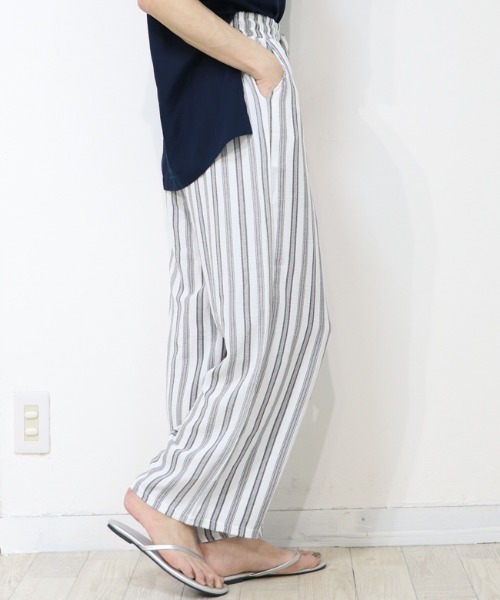 DISKEEN SURE(ディスキーンシュアー)の「さら軽ストライプワイドパンツ(その他パンツ・レディース・ホワイト/チャコール・FREE)」の6枚目の写真